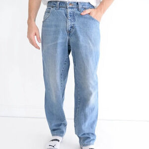 Vintage 90S Lands' End Square Rigger Mid-Wash Regular  Fit Blue Denim Jeans 33
